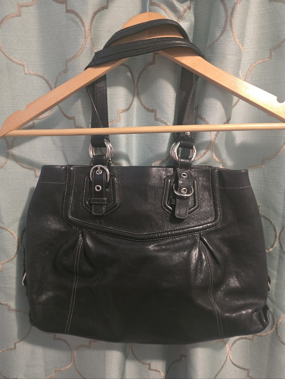 Coach Madison Collection Ashley Sofia Black Pebbled Leather Purse Satchel 14574 - Picture 4 of 12